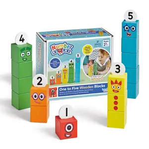 hand2mind Numberblocks One to Five Wooden Building Blocks, Wood Stacking Toy, Color Sorting Counting Cubes, Numbers for Toddlers, Preschool Math Toys, Toddler Learning Activities, Kids Birthday Gift