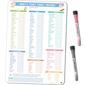 UNCLE WU Baby First Foods Tracker Fridge Magnet - Dry Erase Daily Food Log & Introduction Chart, Feeding Checklist for Infants, 10 x 14 Inch