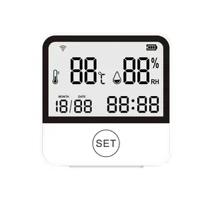 Tuya Smart WiFi Wireless Temperature and Humidity Sensor with Time and Date Display for Smart Home