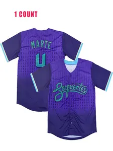 Men's Embroidered Baseball Jersey 7 Number, Quick Dry Casual Sportswear for Outdoor Activities, Loose Fit All Seasons Wear Jersey Top