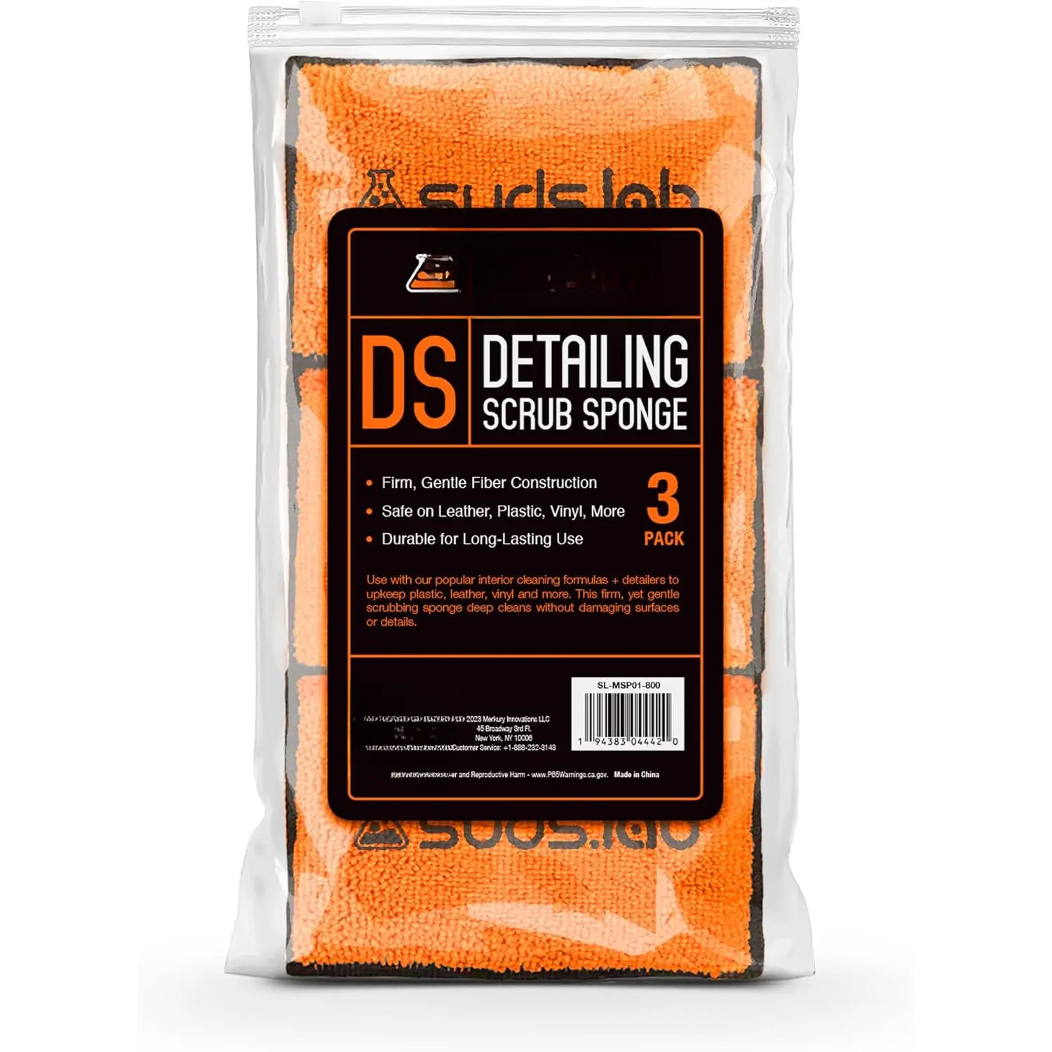 Suds Lab DS Microfiber Detailing Scrub Pad 3-Pack - Car Detailing Accessories, Multi-Surface Safe Scratch-Free Pads for Cars/RVs/Boats Leather, Vinyl, Plastic - Microfiber Cleaning Cloths