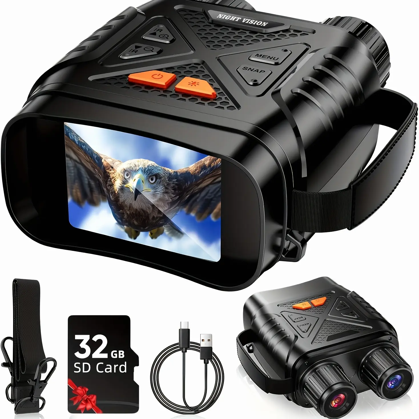 Adult Night Vision Binoculars, 2.8-Inch High-Definition Screen, 5W Infrared Light, 7-Level Infrared Light, And 10X Digital Zoom, with 64GB of Ultra Large Memory. Suitable for Hunting, Boating, And Outdoor Exploration, The Perfect Gift for Men