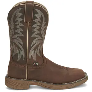 Justin Boots Mens Rush Western Square Toe Pull On  Casual Boots Mid Calf - Brown