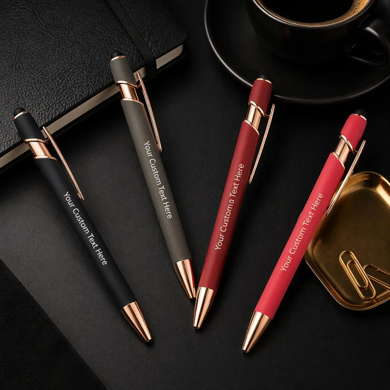 Customizable Metal Body Ballpoint Pens - Name Imprint, Engraved Order Notes, Full-Color Logos, Mid-Point Smooth Writing, Lightweight, Refills Included, 5pcs/28pcs/74pcs Sets, Corporate Gifts, Office Stationery, Engraved Names, Mid-Point Write