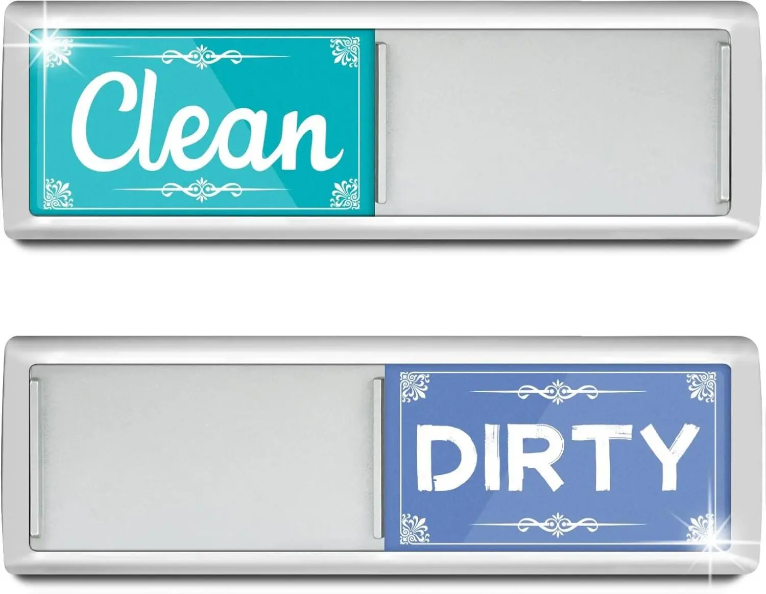 Clean/Dirty Sliding Label Dishwasher Magnet, 6.88x1.98" Rectangular Waterproof PVC Refrigerator Magnet for Kitchen Organization and Storage