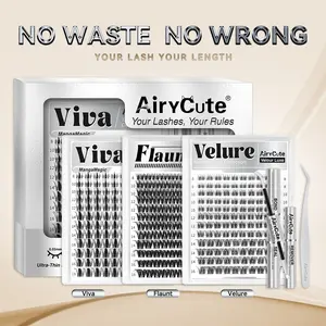 AiryCute Clusters Upgrade 2.0 Lashes with Ultra-Dense, Waterproof, Long-Lasting Lashes | Venus, Fairy, Flora | Natural Daily, Volume Style, Manga Style | Beginner-Friendly DIY Lashes for a Flawless | Trendy & Must-Have Clusters