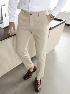 Men's Business Casual Pants, Straight Leg Conical Pants, Wrinkle-Resistant, Breathable, Suitable for Office/dating/ Daily Wear