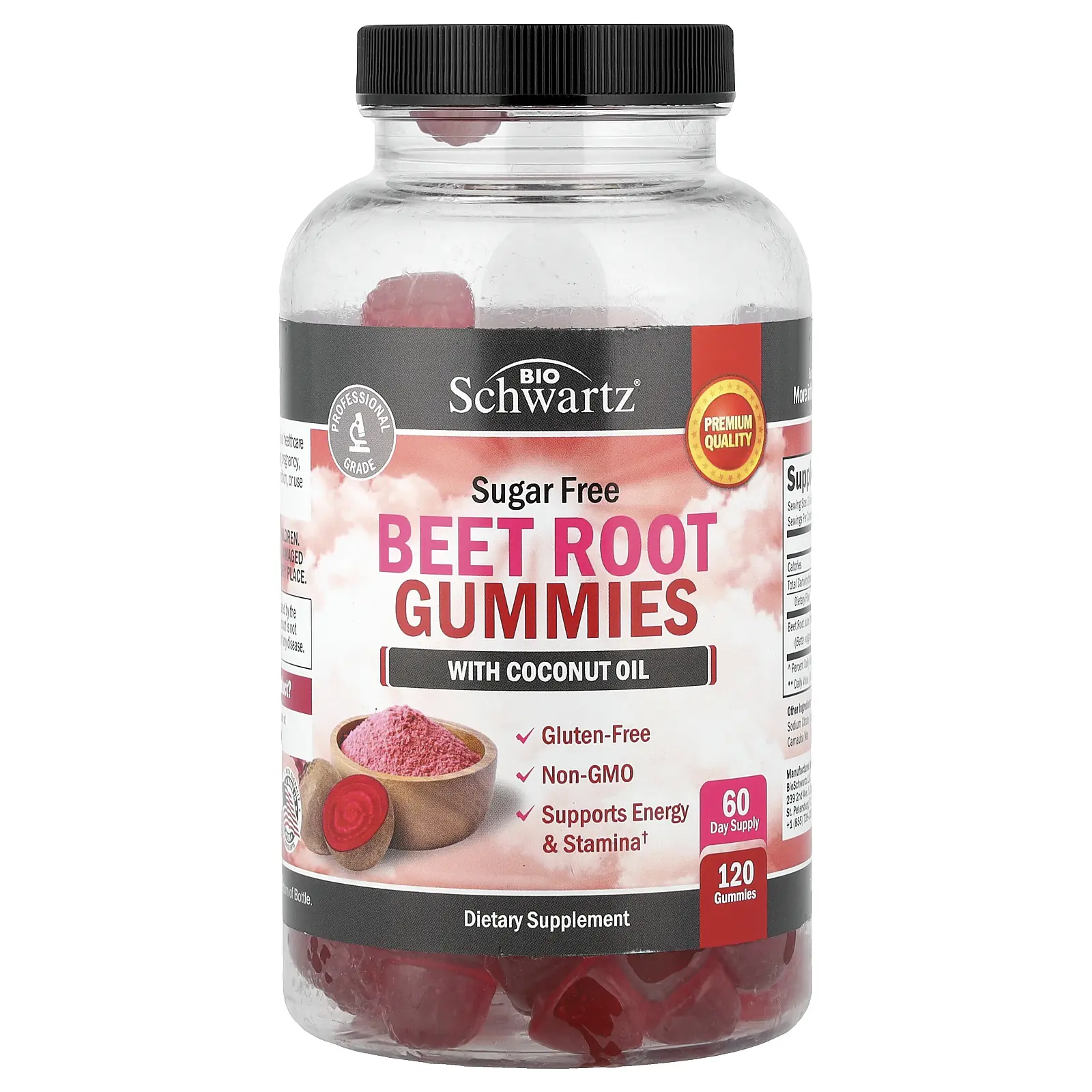 BioSchwartz Beet Root Gummies, Sugar Free, Supports Energy & Stamina, 120 Gummies (250 mg per Gummy)