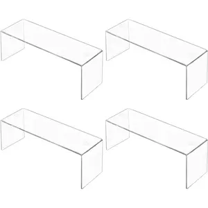 4 Packs Acrylic Cabinet Organizer Shelf 12.4 x 4 x 4.6 inch for Kitchen Counter Spice Rack for Dishes Spices Soda Cans and Bottles