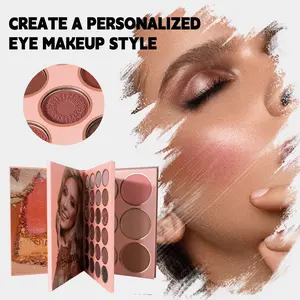 54 Color Large Capacity Foldable Book Makeup Palette with Highlight Blush, Eyeshadow, Contour, Waterproof Matte Lip Liner & Bronzer Makeup Kit #1 Set