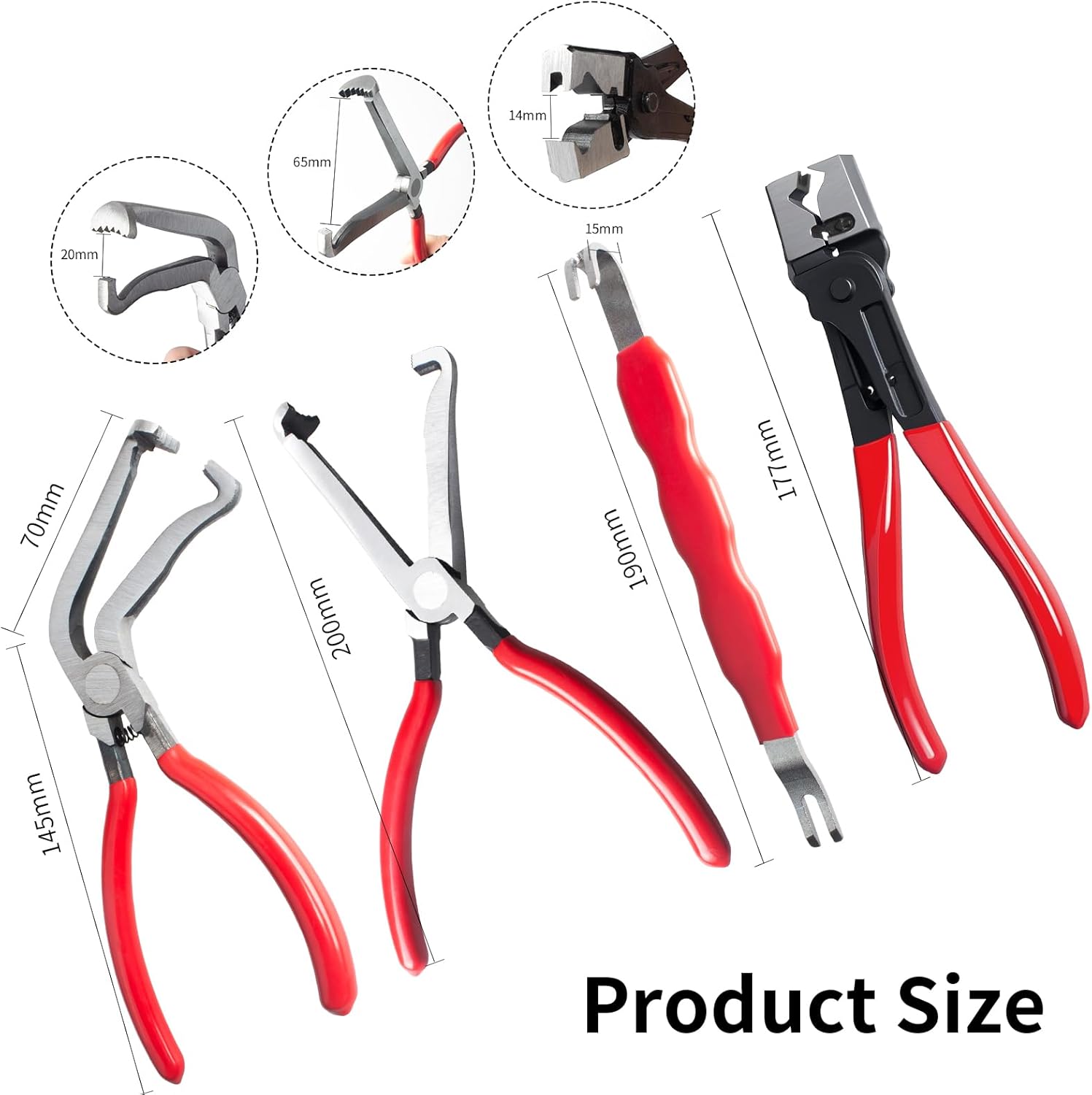4 Pieces Electrical Disconnect Pliers for Cars, Automotive Electrical Plug Connector Disconnect Tool and Connector Separator and Hose Clamp Pliers