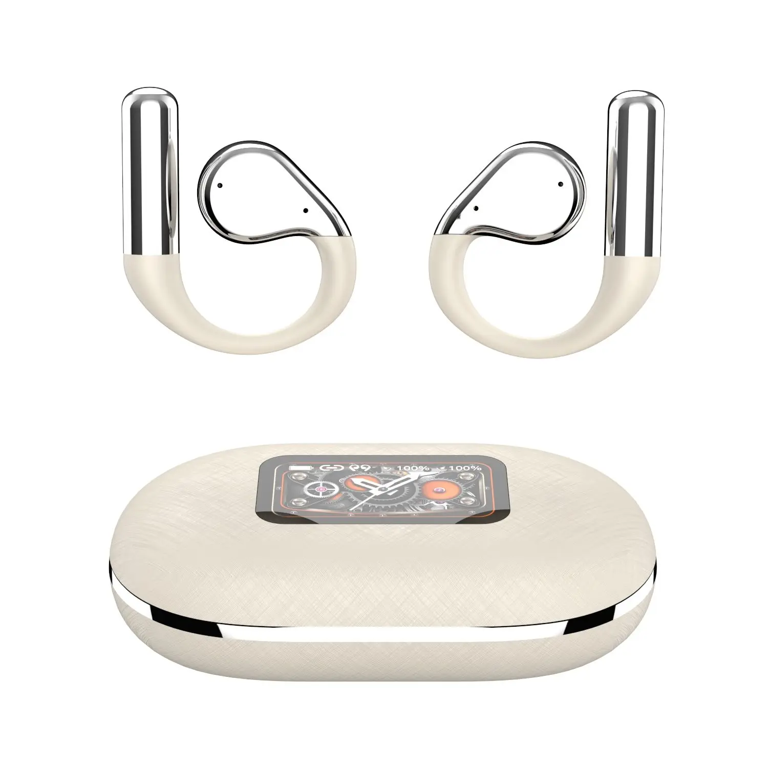 YYK-Q31W Open Ear Bluetooth 5.4 Headphones, Wireless Sport Earbuds with Hooks, LCD Display, Touch Control, IPX7 Waterproof for Running & Fitness