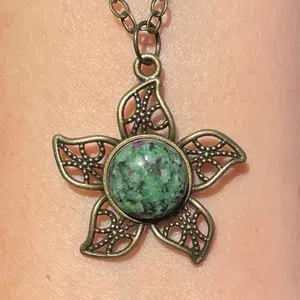 Ruby Zoisite Natural Gemstone Star Necklace #handcrafted