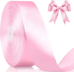 100 Yards Pink Satin Ribbon, 1-1/2 Inch Single Face Ribbon Roll, Perfect for Gift Wrapping, Wedding Decoration, Flower Bouquets, Handmade Bows, Crafts, Halloween & Christmas Decor (Pink)