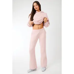 Kaiia Logo Wide Leg Joggers Dusty Pink