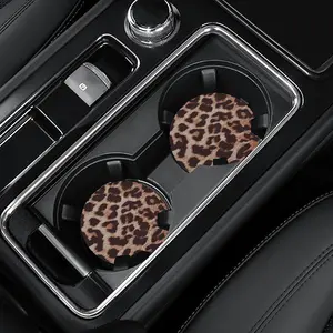 4 Pack 2.75inch Leopard Print Neoprene Car Cup Holder Coasters Cup Pad Mat for Women