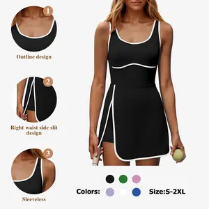 Fisoew Womens Workout Tennis Dress with Built-in Bra & Shorts Pockets Sleeveless Cutout Golf Athletic Mini Dresses #TikTokShopHolidayHaul #TikTokShopJumpstartSale