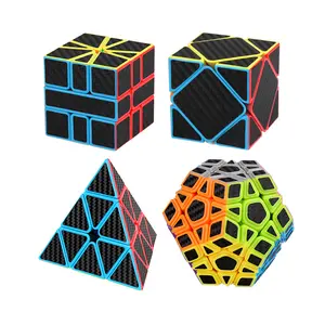 Cube Carbon Fiber Stickers Magic Rubix Cube 2x2 3x3 4x4 5x5 Twist Pyramid Mirror Magnetic Reflective Speed Puzzle Colorful Durable