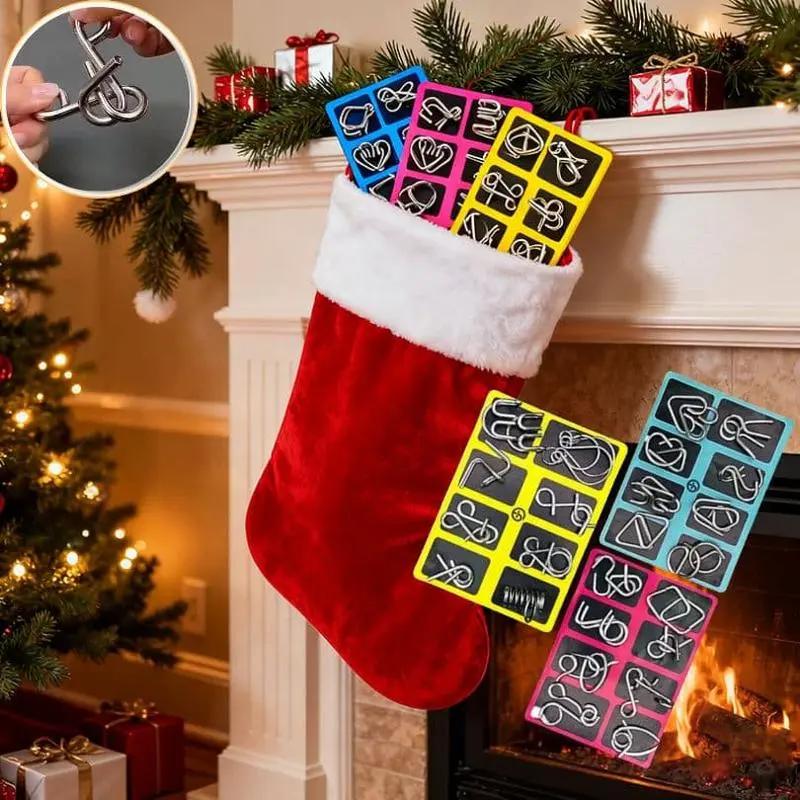 Metal Montessori Puzzle Solving Metal Wire Puzzle Pieces Solution Set 5.9''×7.08" Brain Teaser Wire Puzzle Chain Logic Educational Game Challenges Stress Relief Toys Thanksgiving Holiday Gift Ideas For Kids Christmas Stocking Stuffer tiktokshopbacktoschoo