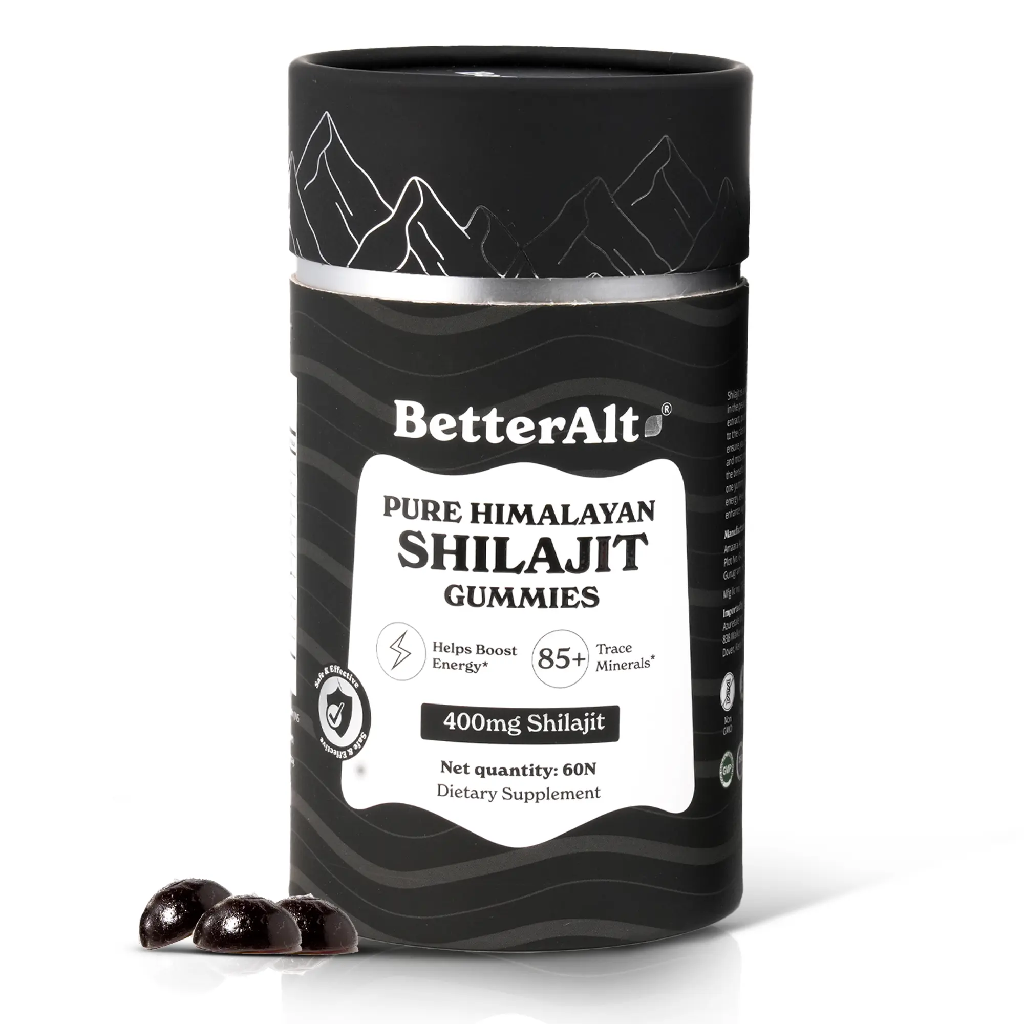 BetterAlt Pure Shilajit Resin Gummies | Himalayan Superfood | Lab-Tested for Purity | Helps Improve Strength & Stamina | 60N | Dietary Supplement