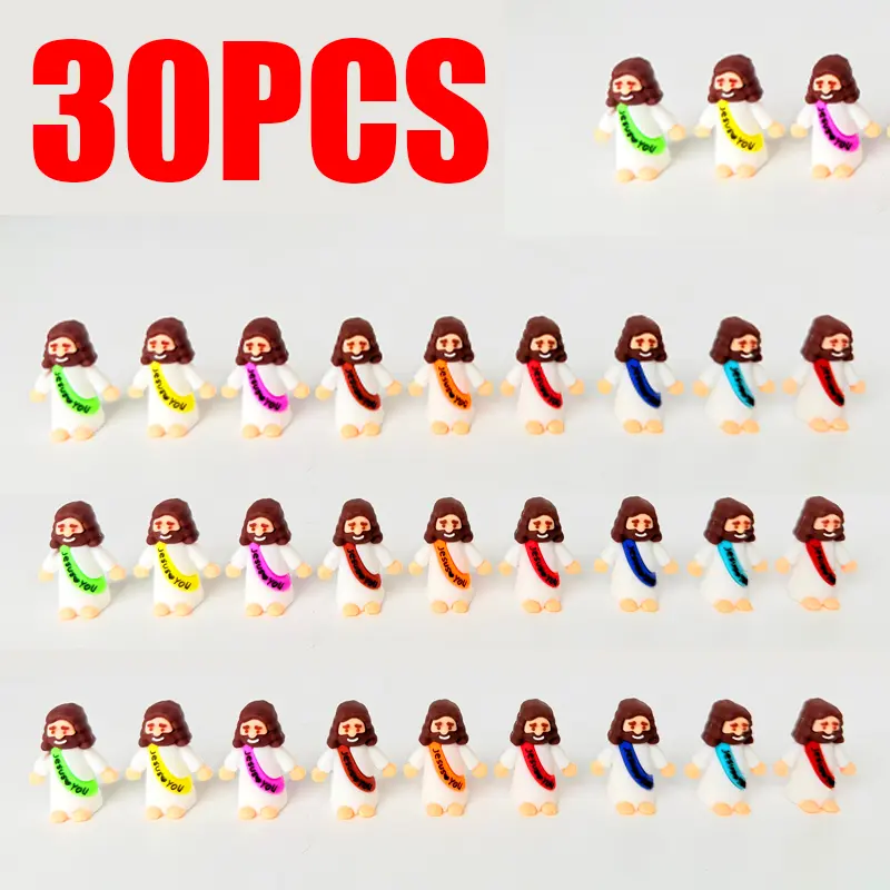 30PCS Little Jesus Figures, Mini Jesus Figurines in Bulk, Multicolor Tiny Jesus Figures, Miniature Figurines to Hide and Seek Religious Gifts for Easter Egg Stuffers (30PC)