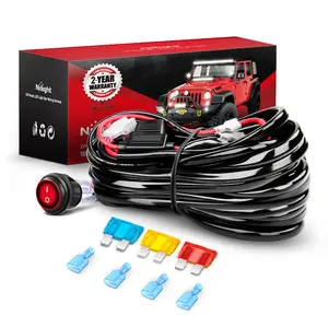 Nilight LED Light Bar Wiring Harness Kit - 2 Leads 14AWG Heavy Duty 12V On Off Switch Power Relay Blade Fuse for Off Road LED Work Light Autos