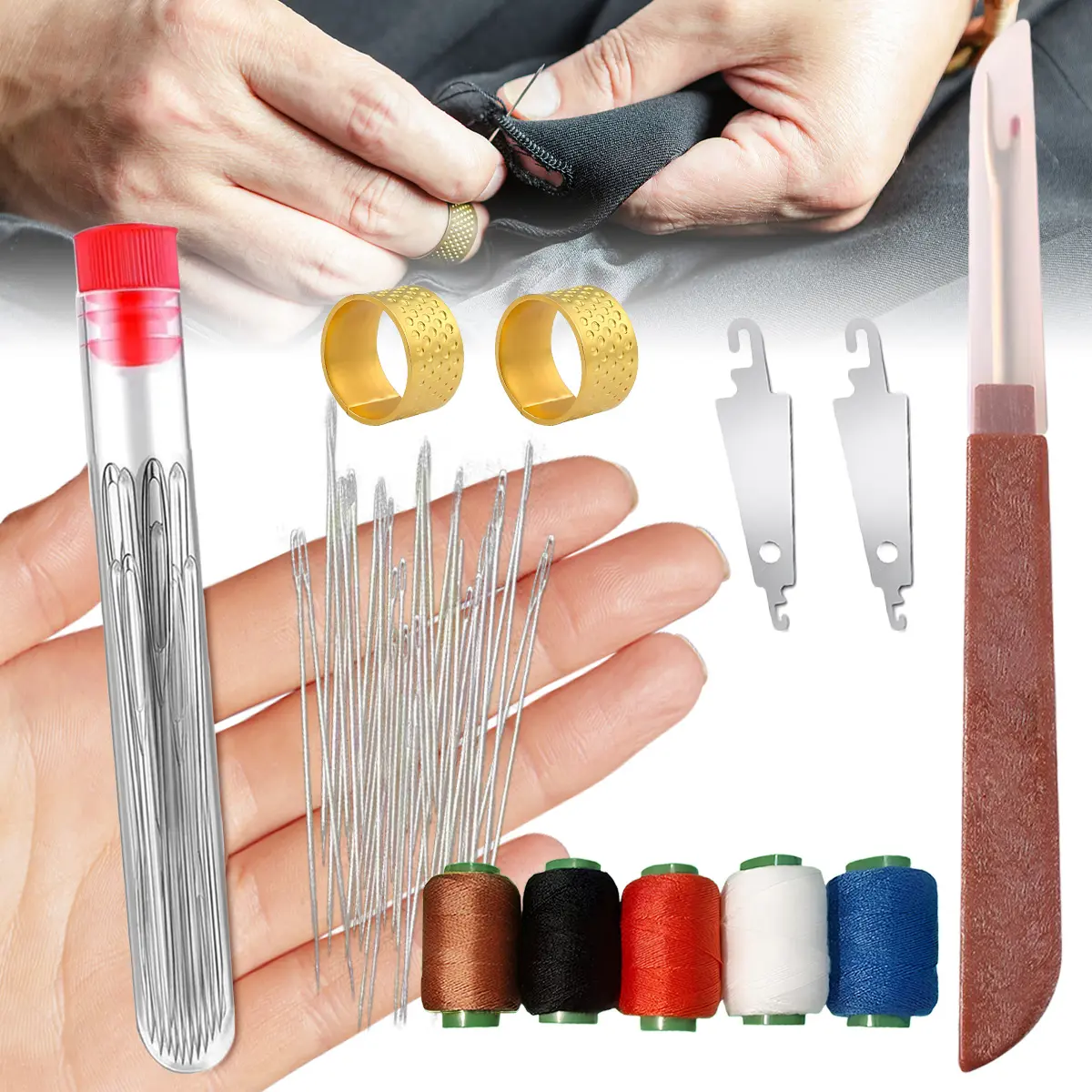36 PCS Steel Needles Set, Sturdy & Durable, Stainless Steel Needles for Hand Sewing, Long & Thin Handmade Quilting & Sewing Needles Kit for Household, DIY