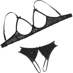 Women's 2-Piece Exotic Lace Lingerie Set, Sexy Cutout Bra and Panties, Women's Underwear, Underwear Women