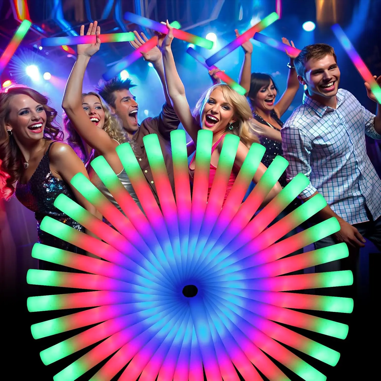 56 PCS Foam Glow Sticks, Foam Light Up Sticks Party Supplies with 3 Mode Colorful Flashing, Glow Sticks Bulk Party Pack, Led Foam Sticks for Birthday, Wedding, New Year, Carnival, Concert