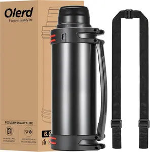 Extra Large Stainless Steel Large Thermos - 202oz Insulated Bottle with BPA Free Cup, 6L Vacuum Insulated Travel Thermos with Handle & Strap Drinkware