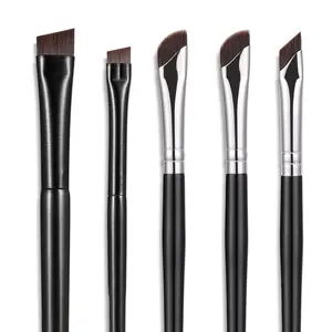 5-Piece Eyeliner Brush Set - Fine Angled Ultra-Thin Slanted & Flat Tip Brushes for Gel Liquid Cream Eyeliner Precision Eye Makeup Tools for Professional DIY Use