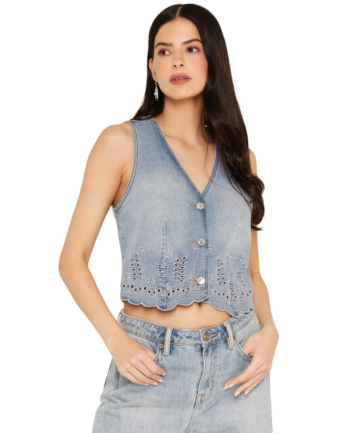 26 International Women's Women'S Embroidered Denim Vest - 55524