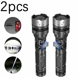 2PACKS High Lumen Rechargeable LED Flashlights Ultra-Bright Flashlights ，Zoom-able Torch Handheld Flashlight，For Outdoor Emergency Signaling Backyard BBQ Adjust Brightness Labor Day spotlight mothersdaygift