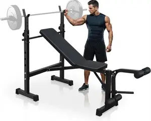 Garvee Adjustable Weight Bench Set with Squat Rack, High Pulley, Leg Extension, and Preacher Curl Pad - Robust Home Gym Equipment for Training