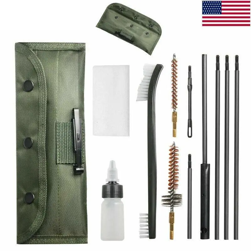 Durable Universal Gun Cleaning Kit - 10-Pieces Field Tools for .22LR, .223, 5.56 Rifles, Organized Bag, Functional Outdoor Shooting & Hunting Accessory