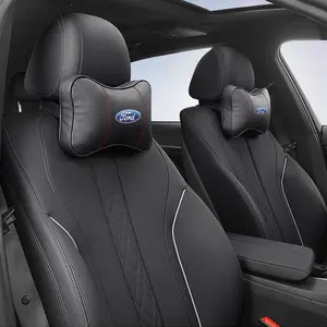 Premium Leather Car Headrest Cervical Spine Neck Pillow For Ford Focus mk2 mk3 Fiesta Fusion Ranger Mondeo S-MAX Kuga Accessories