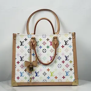 Pre-owned Louis Vuitton White Multicolor Monogram Tote Bag