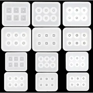 12pcs/set Round Beads Resin Molds with Hole - Silicone Pendants Mold for Gemstone Jewelry Casting - Easy-to-Use, Durable, and Versatile Molds for DIY Jewelry Making