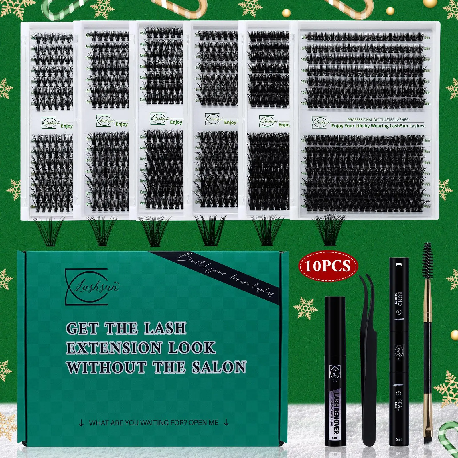 Individual False Eyelashes Kit, 10pcs/set Mixed Length Natural Look Eyelash Extensions, DIY Eyelash Extensions, Self Grafting Curl Eyelashes, Eye Makeup Enhancement False Eyelashes, Eyelash Falsies