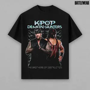 Kpop Demon Hunters Brothers of Destruction Shirt – Undertaker Kane Inspired Wrestling Graphic Tee, Oversized Unisex Streetwear T-Shirt