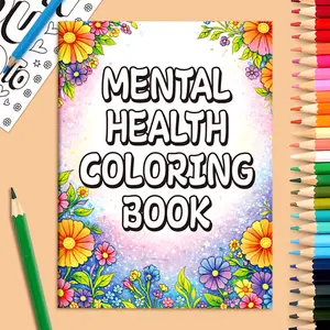 32-Page adult and child healing mental health coloring book, Meditative Coloring, graffiti picture book to relieve stress and anxiety, improve concentration and emotional management skills, creative coloring workbook suitable for home leisure meditation