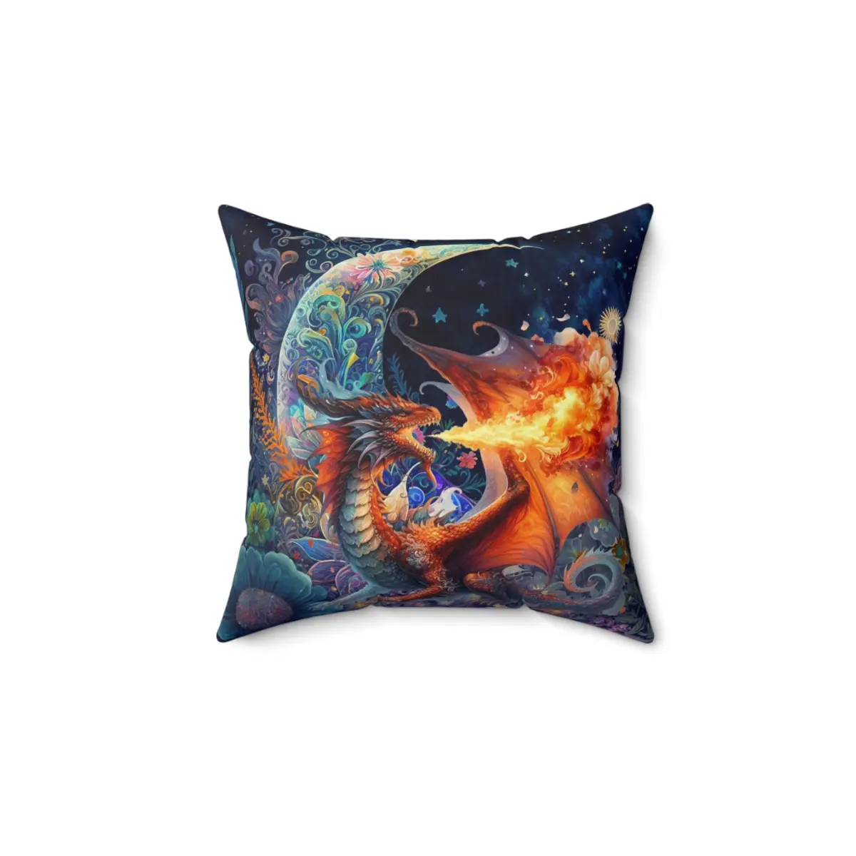 Magical Firing Dragon Spun Polyester Square Floor Pillow