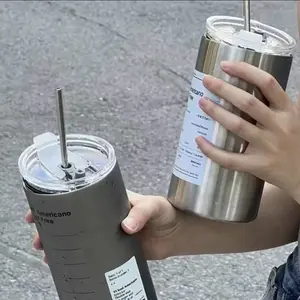 Iced Americano Sugar Free Aesthetic Water Tumbler for Hot and Cold Drinks with Straw
