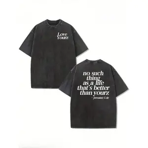 "Love Yourz" Vintage T-Shirt, 100% Cotton Washed Lyric Print Tee, Y2K Retro Streetwear Oversized Top, Unisex Short Sleeve Shirt, Casual Soft Comfortable Everyday Outfit, Trendy Hip-Hop Fan Tee, Street Style Graphic Shirt
