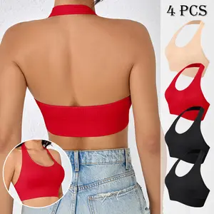 Women'S Seamless Sports Bras-Breathable Yoga & Workout Tops, No Padding Racerback Design with Side Stripes, Light Gray & Black, Sleeveless for Gym, Running, Pilates, Gym Apparel Racerback Style No Padding Bra