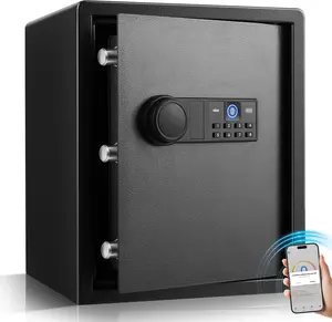 XDeer Home Safe,1.69 Cubic Feet Personal Safe,0.1s Quick Access Unlock with App/Fingerprint/Passcode/Key, Large Safe for home, office,money, jewelry 1PCS