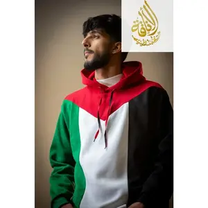 Palestine Flag Hoodie with Red Kuffiyeh Sleeves - Stylish and Unique Apparel