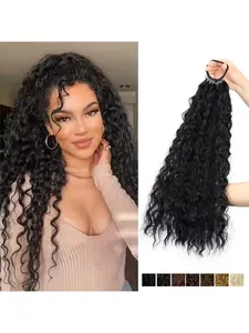 Synthetic long ponytail wig with elastic band, 18-inch wavy hair wig, suitable for women's daily wear.