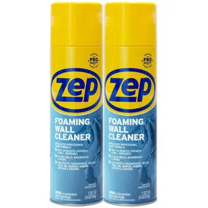 ZEP 18 oz. Foaming Wall Cleaner, children's room, high-traffic areas, door frames, light switches, grease removal, grime remover, thick foam, cling formula, spray and wipe, no residue, safe for paint, gentle quick cleaner,  wall maintenance, pre-paint