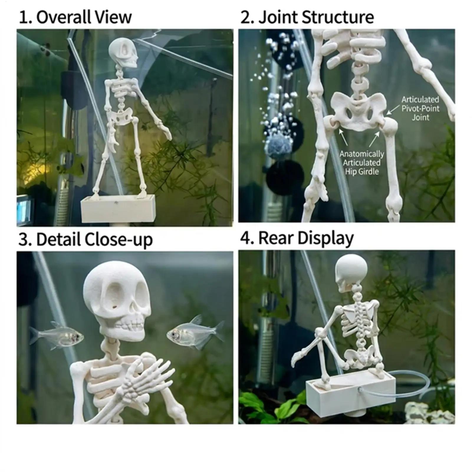 Skeleton Shape Aquarium Bubbler Decoration - Realistic Look Fish Decorations for Tank with Bubbly Effect and Air Hose